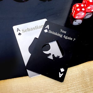 Apribottiglie di carte da poker personalizzate, apribottiglie asso di picche, apribottiglie nero, bomboniera, carta da poker del casinò, regalo Groomsman