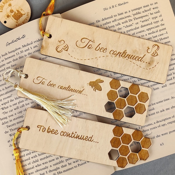 Personalised Wooden Bee Bookmark to bee continued with tassel, Teacher Appreciation Gift for him or her, Book lover gift