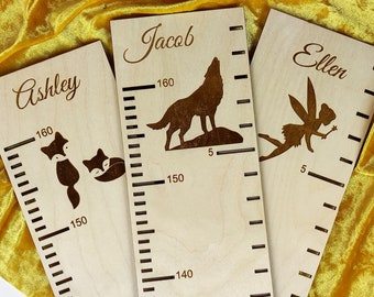 Personalised Wood Height Chart, Custom Growth Ruler, Kids Room Decor, Wooden Height Chart Baby Gift, Toddler Nursery Wall Ruler