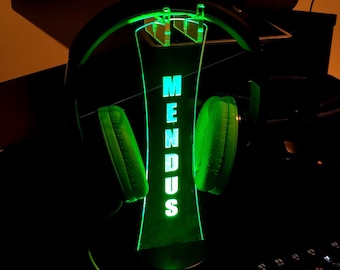 Personalized Headphone Stand, Custom Gamertag Light Sign, Personalised RGB Streamer Headset Holder, Custom Headset Stand, Gamer LED sign