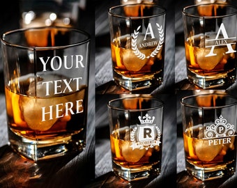 Personalised Whiskey Glass Engraved Custom Glassware Personalized Glass for Whiskey Drink, Gift for Him or Her Birthday Gift Christmas