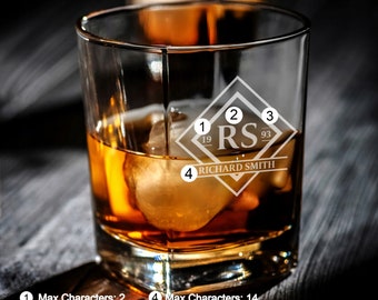 Gepersonaliseerd whiskyglas Gegraveerd aangepast glaswerk Gepersonaliseerd glas voor whiskydrank, cadeau voor hem of haar verjaardagscadeau Kerstmis