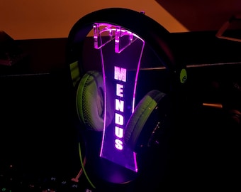 Personalized Headphone Stand,Gamer Gift, 3D Night Light, Video Game Lover, Custom Gamertag Light Sign, Personalised Streamer Headset Holder
