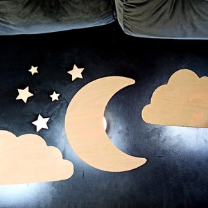 Personalized Wireless or Cable Children's Lamp Wall Lamp Moon And Cloud Wooden Lamp Baby Lamp Children's Room Night Light Night Lamp nursery