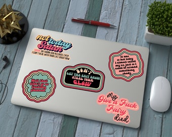 Set of 5 sassy and sweary retro stickers - Can't decide which to buy - get them all!