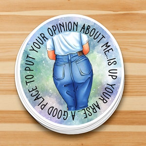 A good place to put your opinion of me...is up your arse.... funny, sassy, sweary, badass, bitchy, girlboss sticker image 2