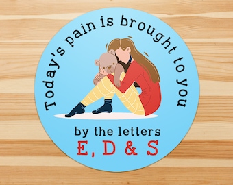 Today's pain is brought to you by the letters E, D & S - Ehlers Danlos, Chronic Illness, Spoonie, Zebra sticker flake