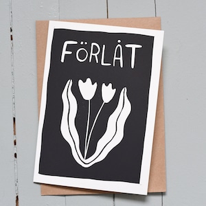 Förlåt/Es tut mir leid - schwedische A5 Faltkarte mit Kraftpapierumschlag