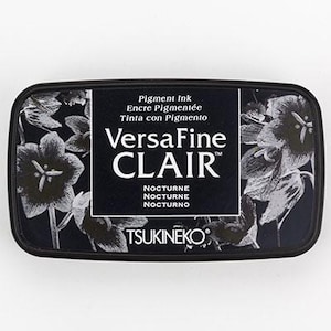 VersaFine Clair-stempelkussen zwart | Sneldrogende inkt | Nocturne-stempelkussen Tsukineko | Zwart stempelkussen van hoge kwaliteit | Stempelkussen voor fijne details