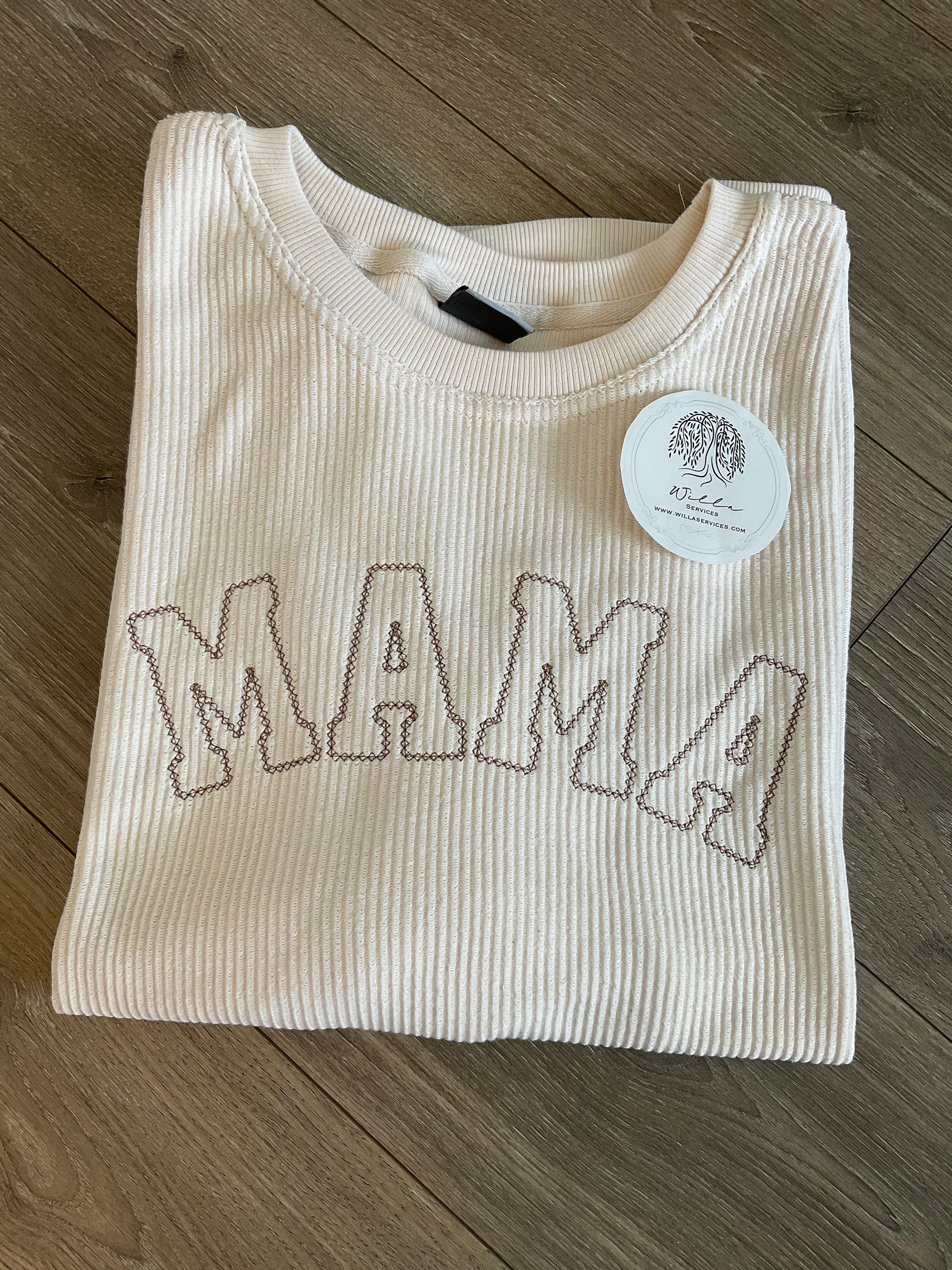 MAMA Corded Sweatshirt Embroidered Corduroy Ribbed - Etsy