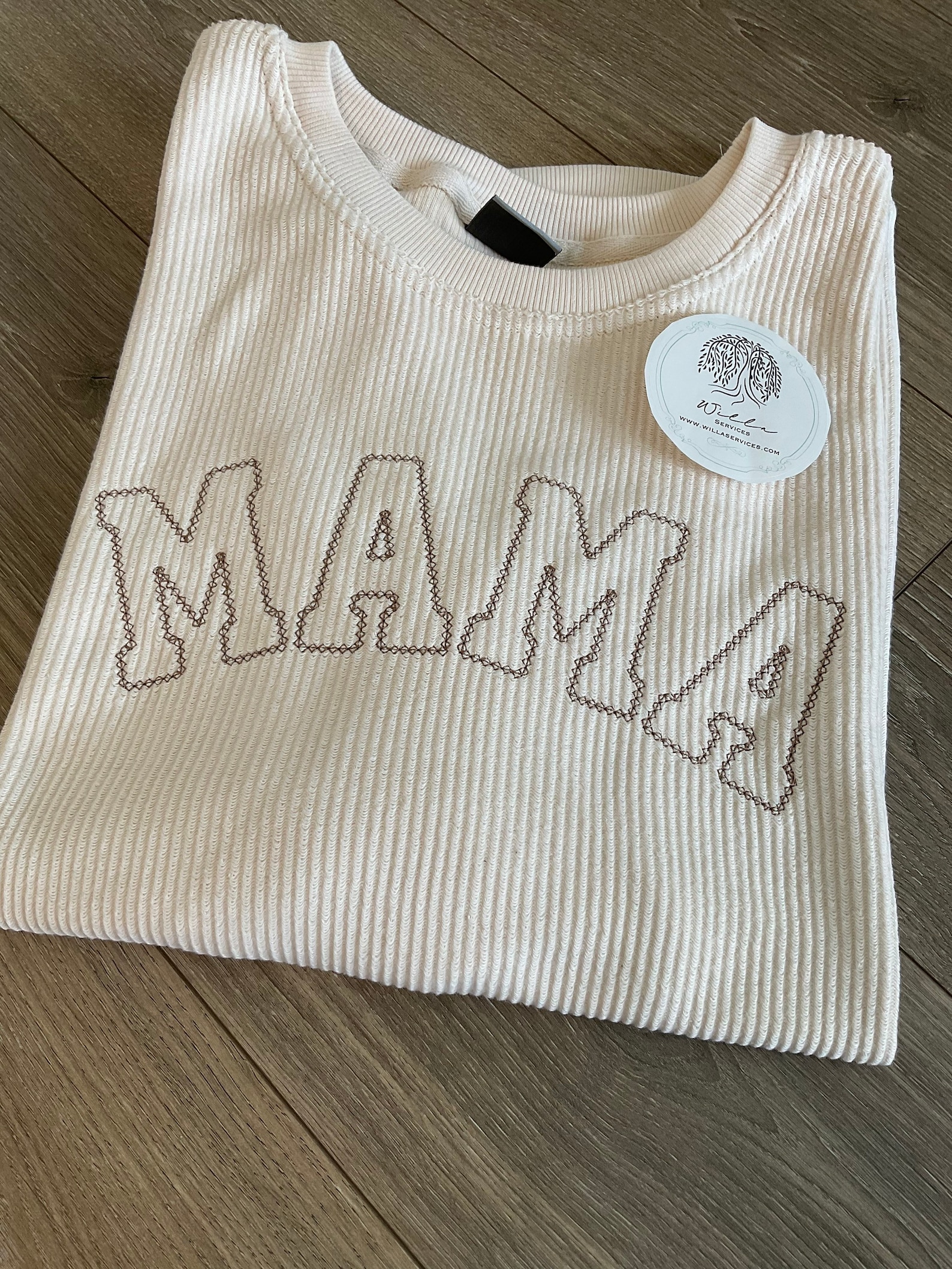 MAMA Corded Sweatshirt Embroidered Corduroy Ribbed Etsy