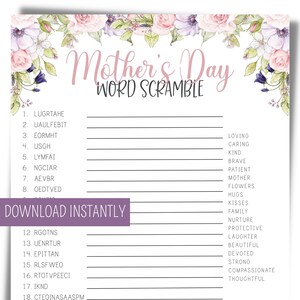 Mothers Day Printable Mothers Day Games Mothers Day Word Scramble