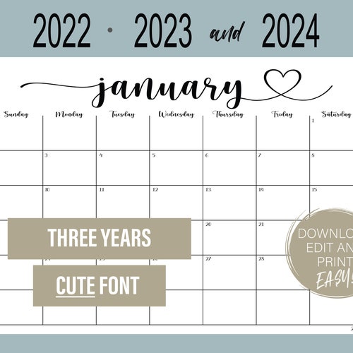2023 Editable Printable Calendars Birthday Calendar - Etsy UK