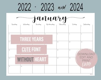 printable calendar etsy