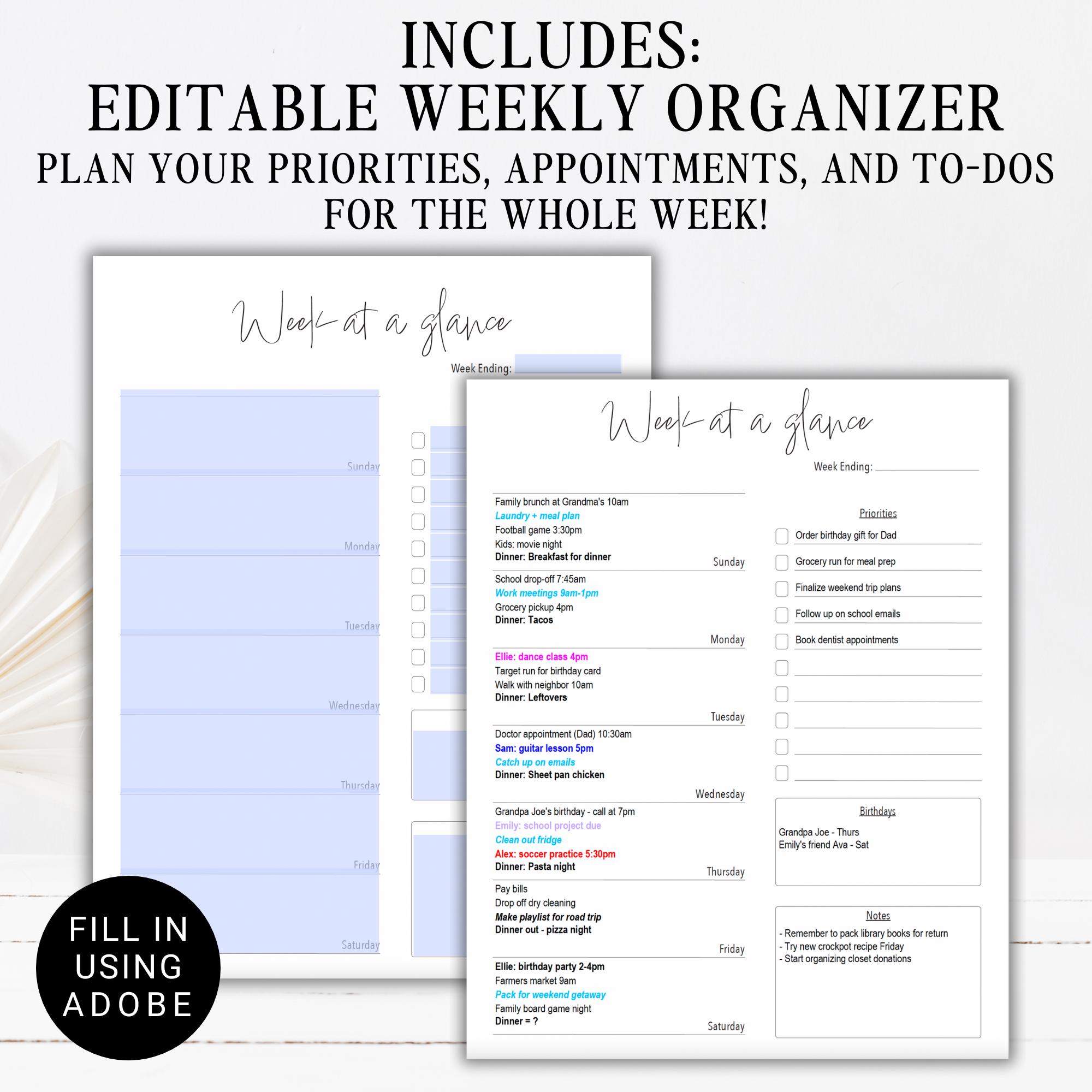 Printable Editable 2026 Calendar With Notes | Landscape US Letter ...