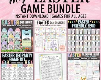 Mega paquete de juegos de Pascua de descarga instantánea para reuniones familiares de Pascua, juegos para niños y adultos, actividades para el día de Pascua en el aula.