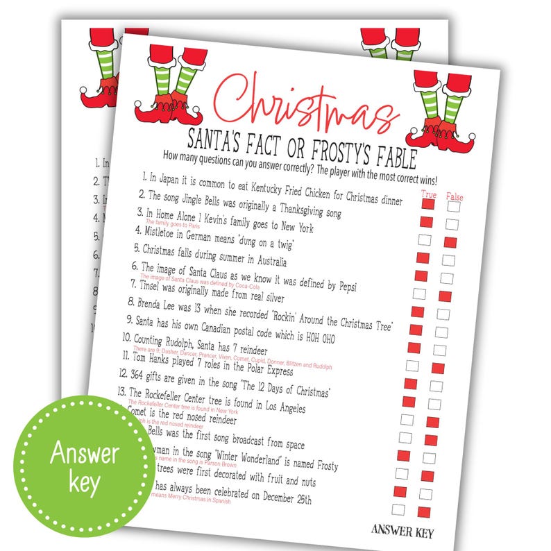 Christmas Fact or Fiction Game | Holiday Office Party Games | Christmas ...