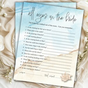 Plage minimaliste Tous les yeux rivés sur la mariée Shower de mariage | Jeu à téléchargement immédiat Wedding Shower | Douche nuptiale | Douche de mariage