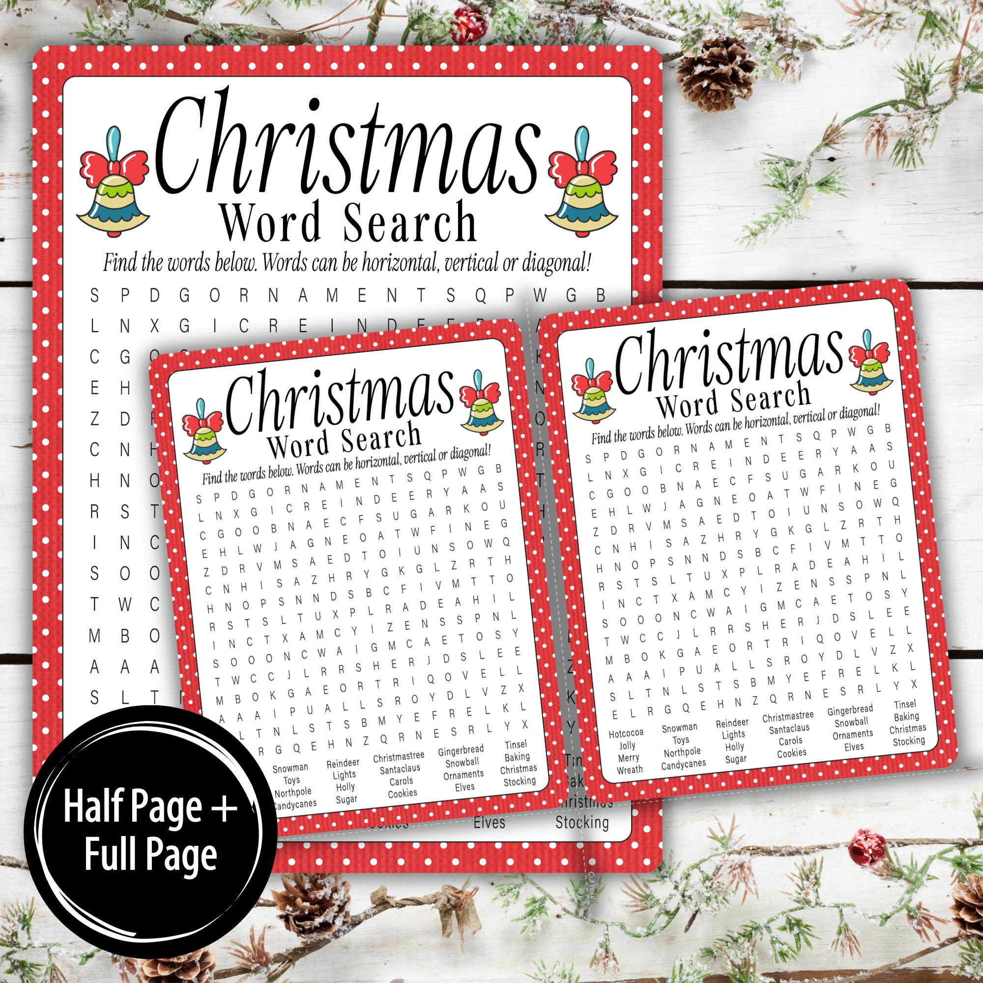 Christmas Word Search Game With Red Border | Holiday Office Party Game ...