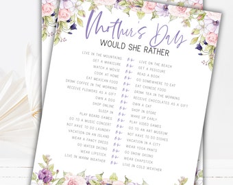 Mother's Day Games | Mother's Day Games Printable | Family Games Printable | Classroom Games | Mother's Day | Would She Rather