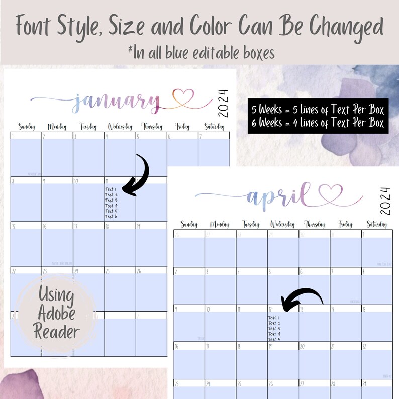 2024-2025 Portrait Printable Calendar Template Family - Etsy UK