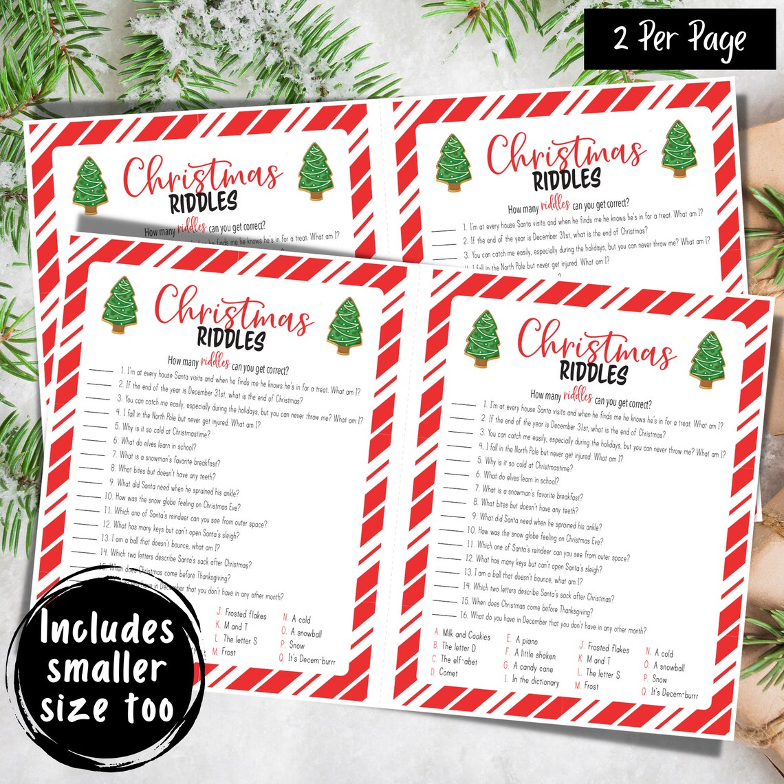 Christmas Riddles Game for Office Party Family Christmas Game Night Christmas Party Riddles Game