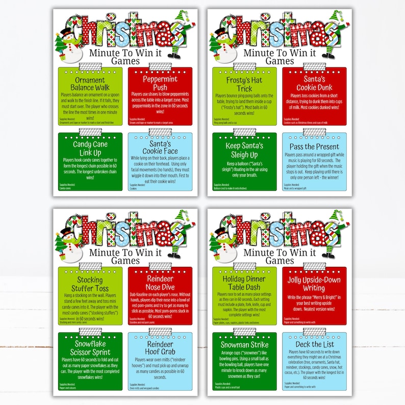 Christmas Minute to Win It Games | Fun Printable Christmas Party Games ...