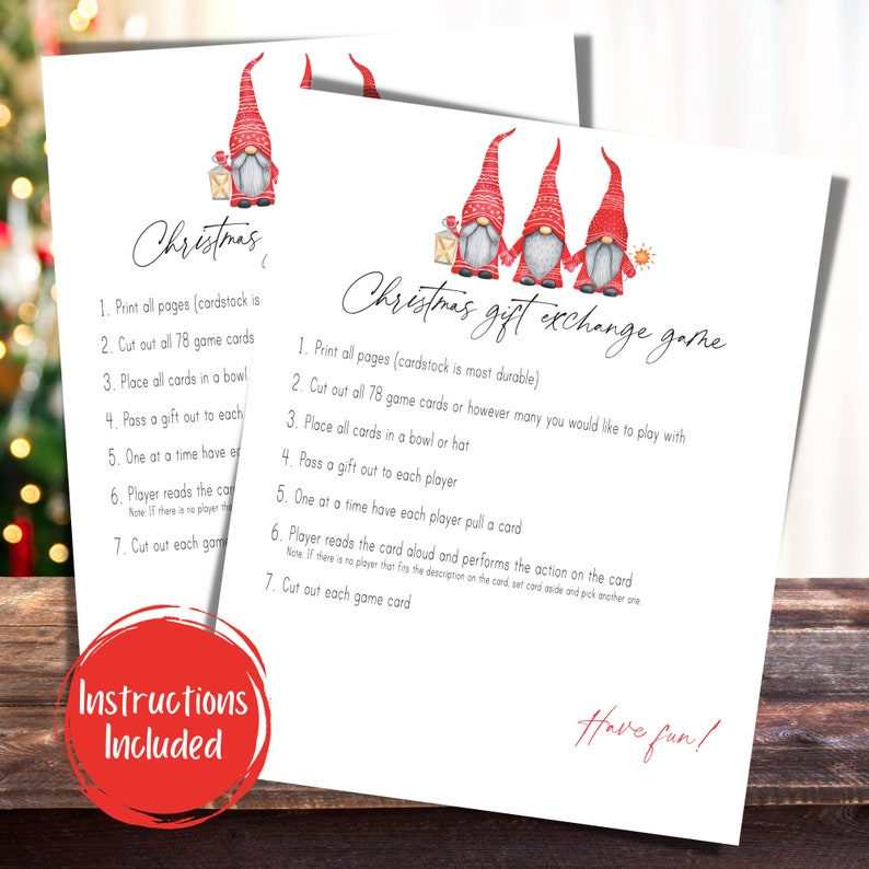 Christmas Gift Exchange Game Printable Christmas Games XMAS Gift Swap ...