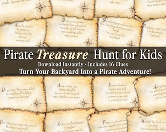 Ahoy! Printable Pirate Adventure Themed Outdoor Scavenger Hunt Game | Pirate Scavenger Hunt | Printable Pirate Themed Birthday Party Game