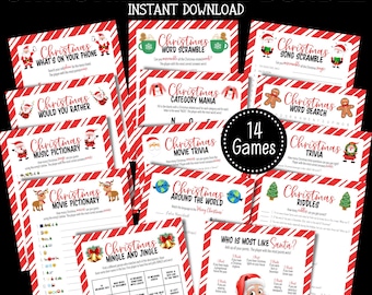Christmas Game Bundle | Office Party Christmas Games | Family Christmas Game Night | Christmas Trivia | Christmas Printable Download