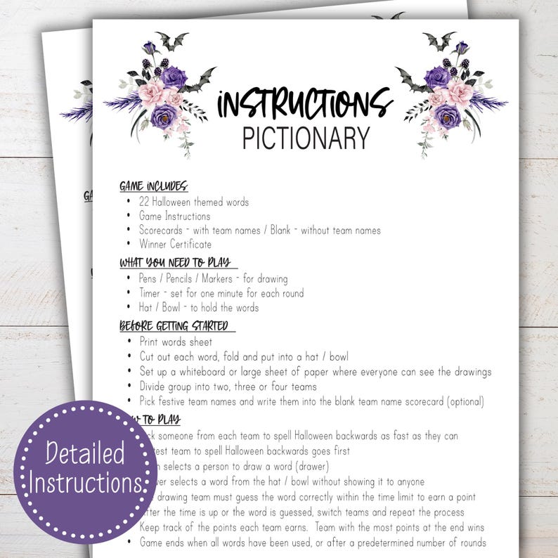 Pictionary Game Rules.pdf Spooky Halloween Pictionary Game | Halloween Office Party Game ...