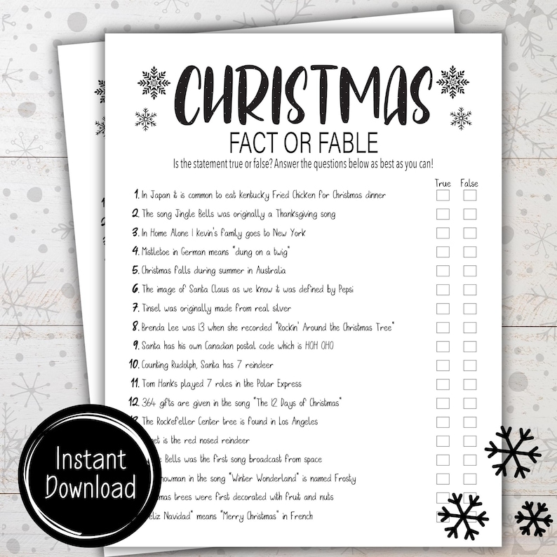 Christmas Fact or Fiction Game | Holiday Office Party Games | Christmas ...