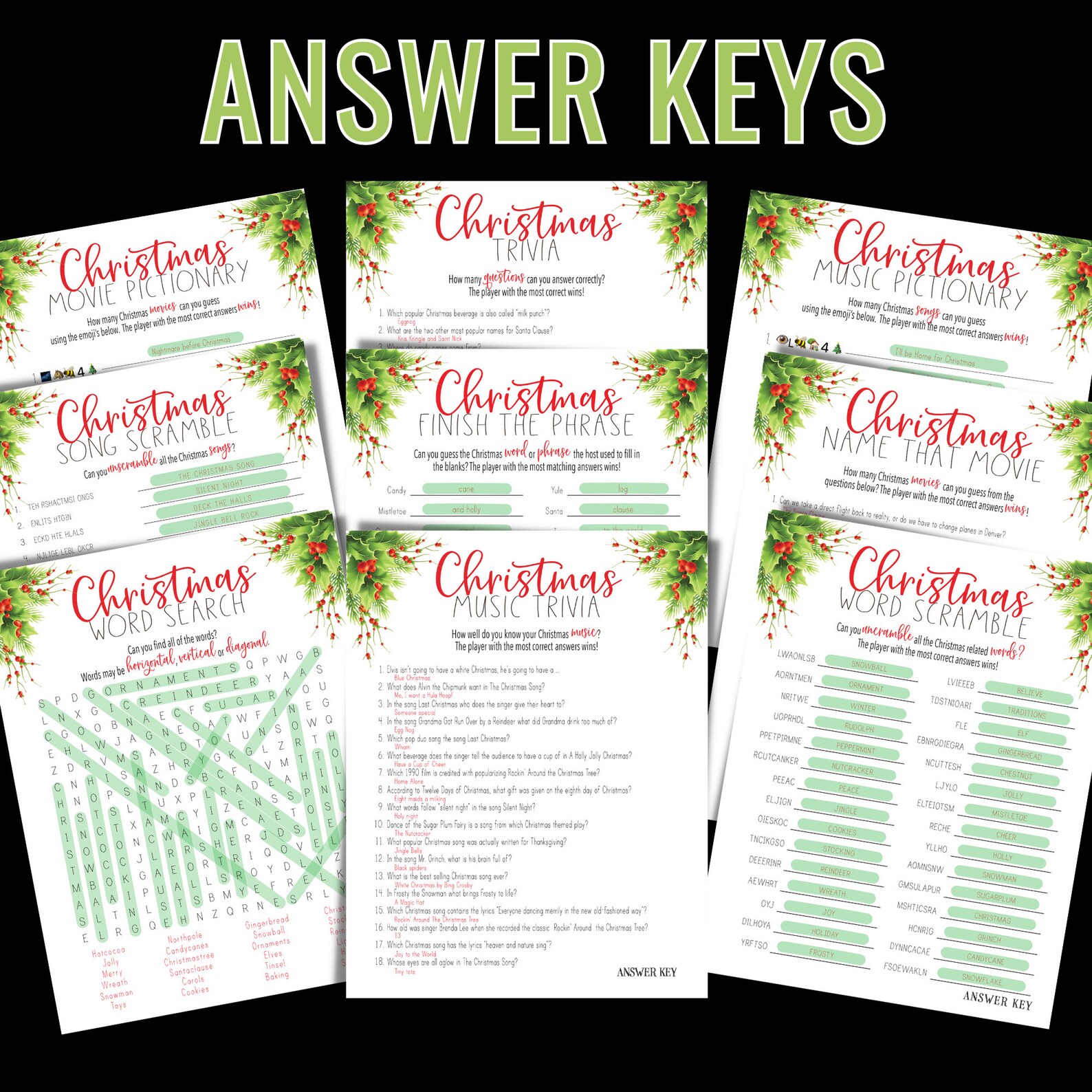 Christmas Party Games Work Party Games Printable Christmas Games