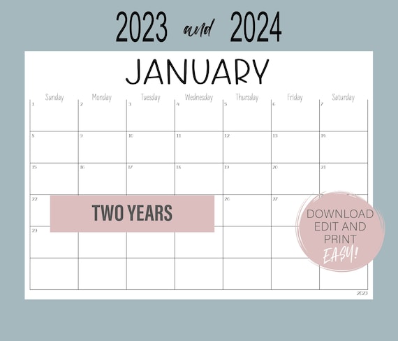 2023 and 2024 Calendar Fillable Calendar Meal Planning | Etsy