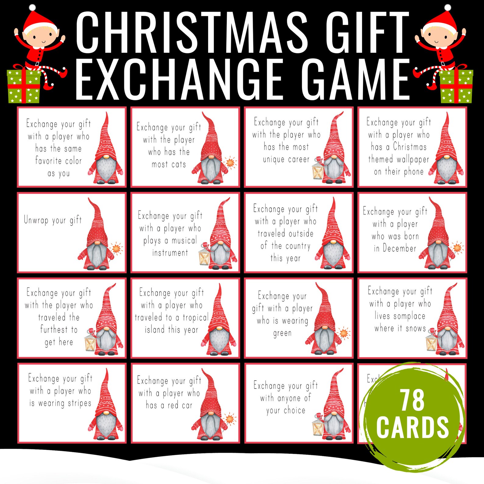 Christmas Gift Exchange Game Printable Christmas Games XMAS Gift Swap