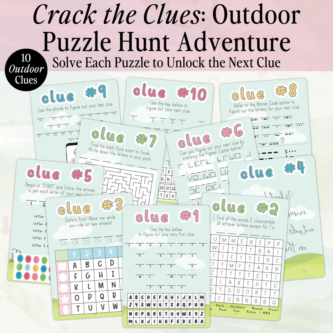 Outdoor Scavenger Hunt for Kids – Printable Puzzle Clue Adventure ...