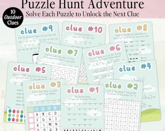 Outdoor Scavenger Hunt for Kids – Printable Puzzle Clue Adventure, Backyard Treasure Hunt Game, Birthday Party or Summer Activity