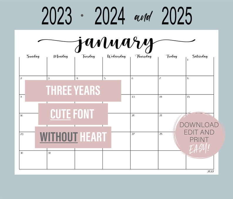20232025 Editable Printable Calendars Cleaning Calendar Etsy Denmark
