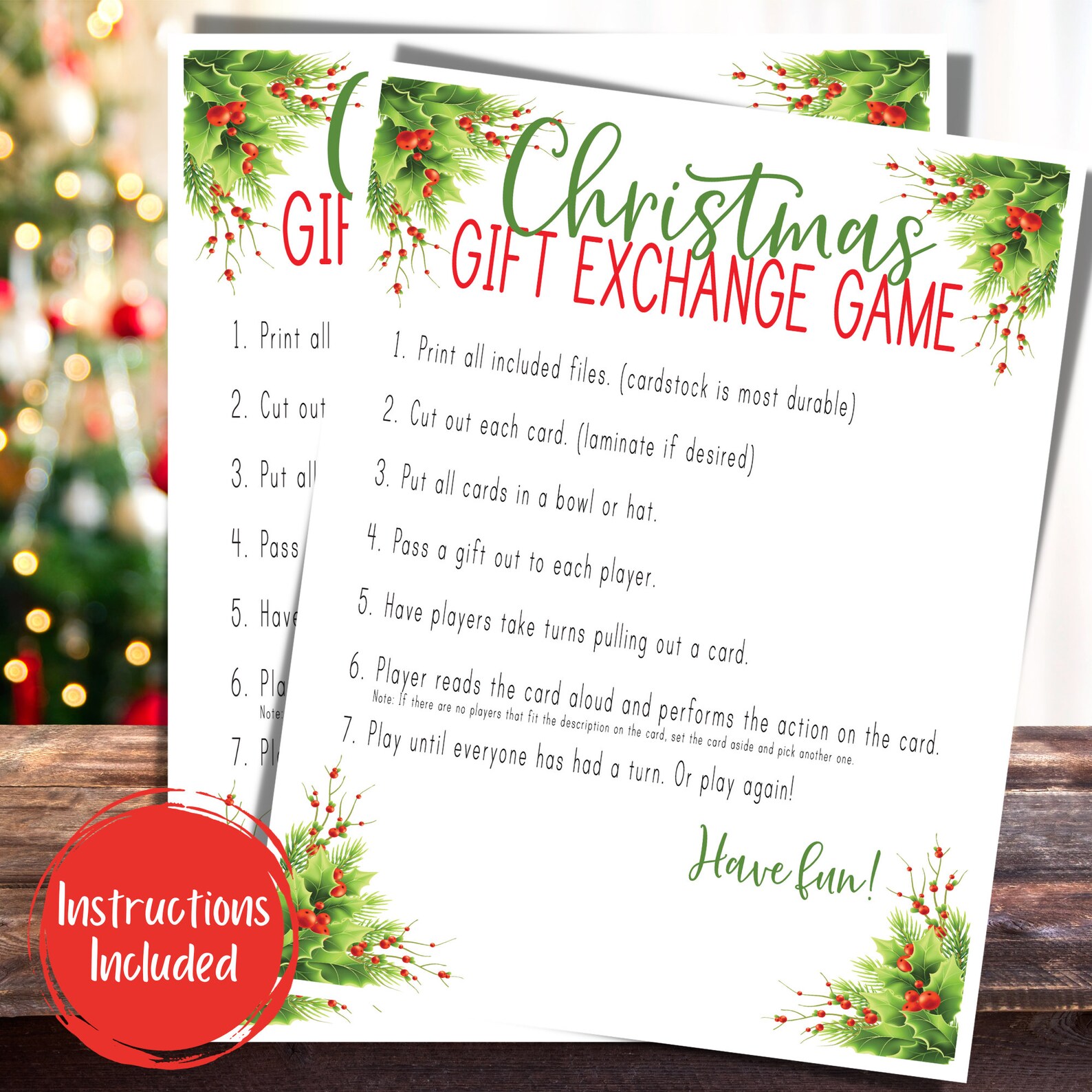 Christmas Gift Exchange Game Printable Christmas Games XMAS Gift Swap