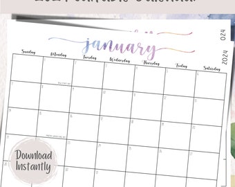 2024 Printable Calendar | 2024 Calendar PDF | 2024 Editable Calendar | Calendar 2024 Editable | Calendar Editable Template | WCCFNH