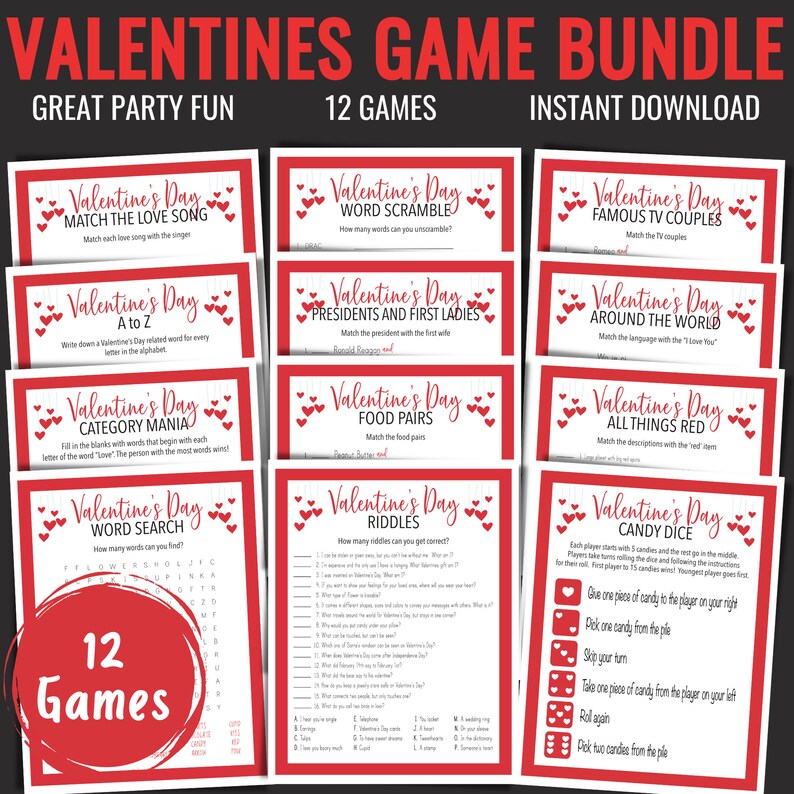 Valentines Day Game Bundle | Galentines Party Games | Classroom Games ...
