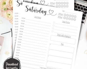 Planificador diario imprimible / Calendario diario / Planificador de salud / Planificador semanal / Horario diario / Rutina diaria / Registro de salud / Rastreador diario