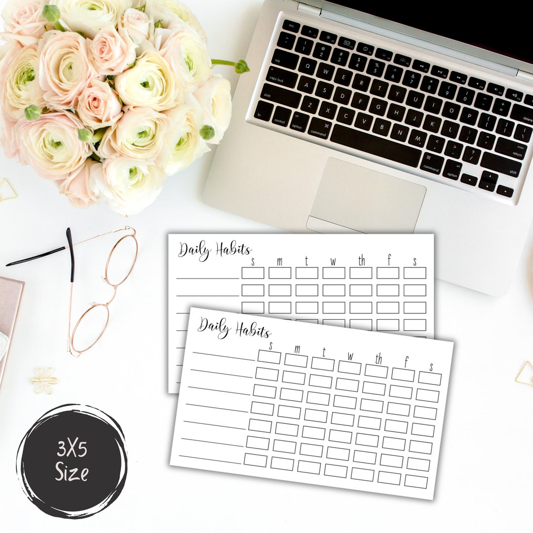 Habit Tracker 3x5 Size, Printable Workout Tracker, Weekly Habit Tracker ...