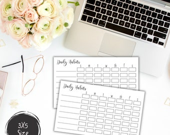 Habit Tracker 3x5 Größe, druckbare Workout-Tracker, wöchentlicher Habit Tracker, bearbeitbarer Habit Tracker