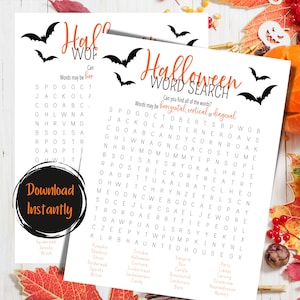 Halloween Printable Word Search | Printable Halloween Party Games | Halloween Word Search | Halloween Games | Halloween Party Games