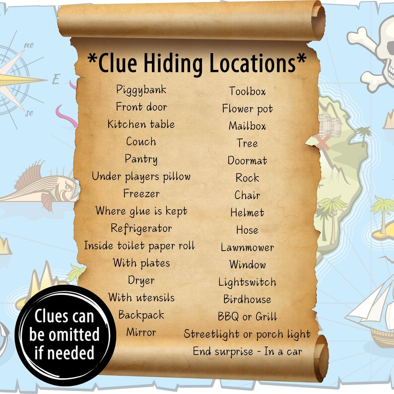 Indoor and Outdoor Printable Pirate Adventure Themed Treasure Hunt for ...