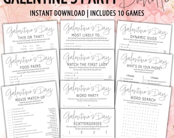 Galentines Day Party Games | Black and White Girls Night Printable Games | Ladies Night Galentines Instant Downloads | Anti Valentines Games
