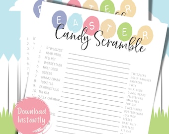 Easter Printable Games, Easter Candy Scramble, Printable Kids Games, Easter, Easter Games, Easter Printables, Easter Printables for Kids