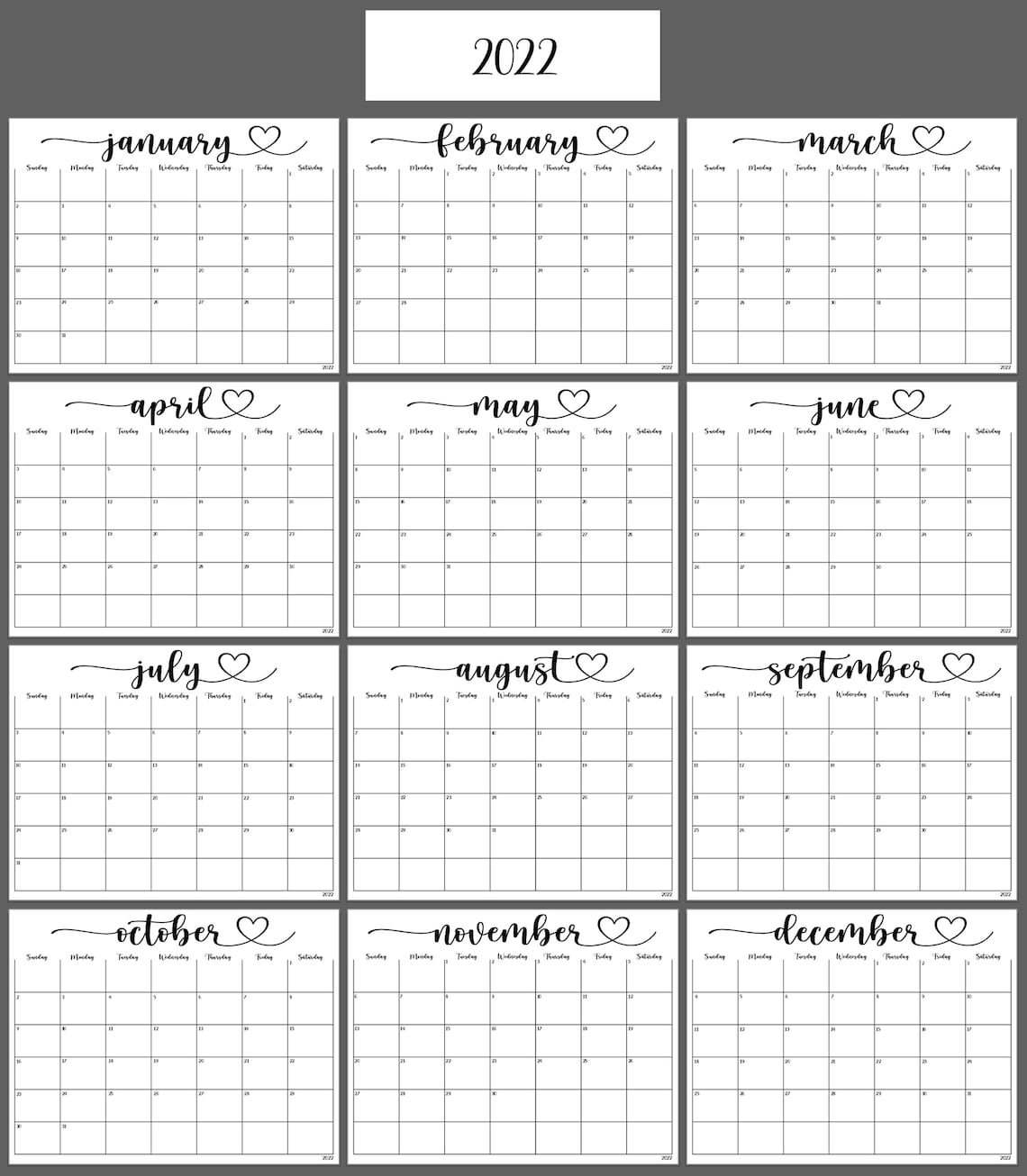 2022 and 2023 Calendar Fillable Calendar Editable Calendar Etsy Israel