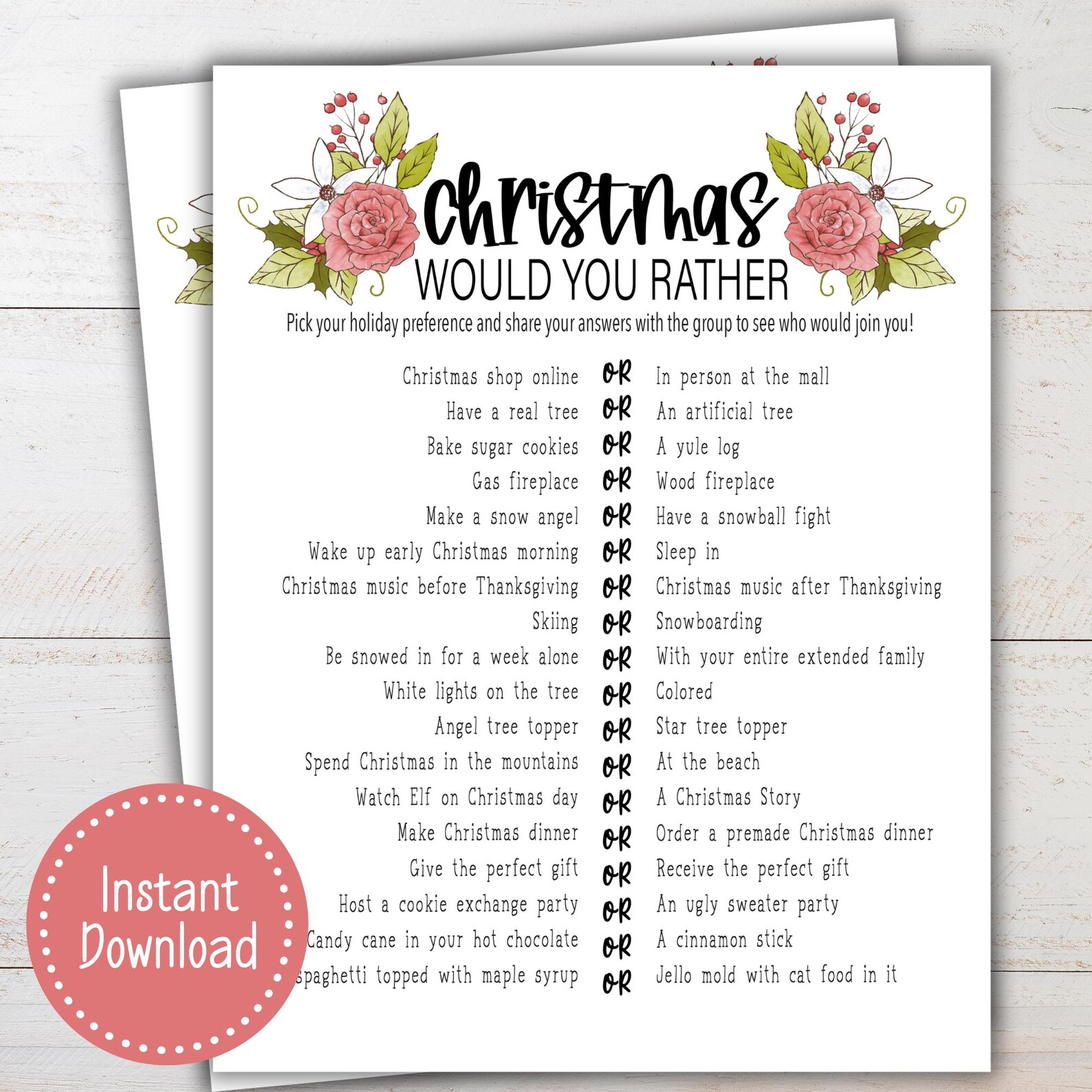 Christmas Would You Rather Game | Holiday Office Party Games ...